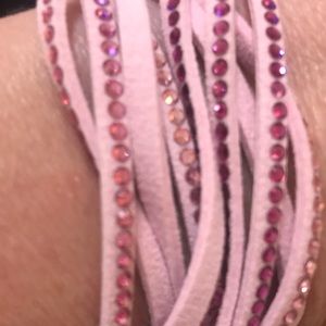 Touchstone Crystal by Swarovski pink wrap around bracelet.  Length 23 1/2 inches